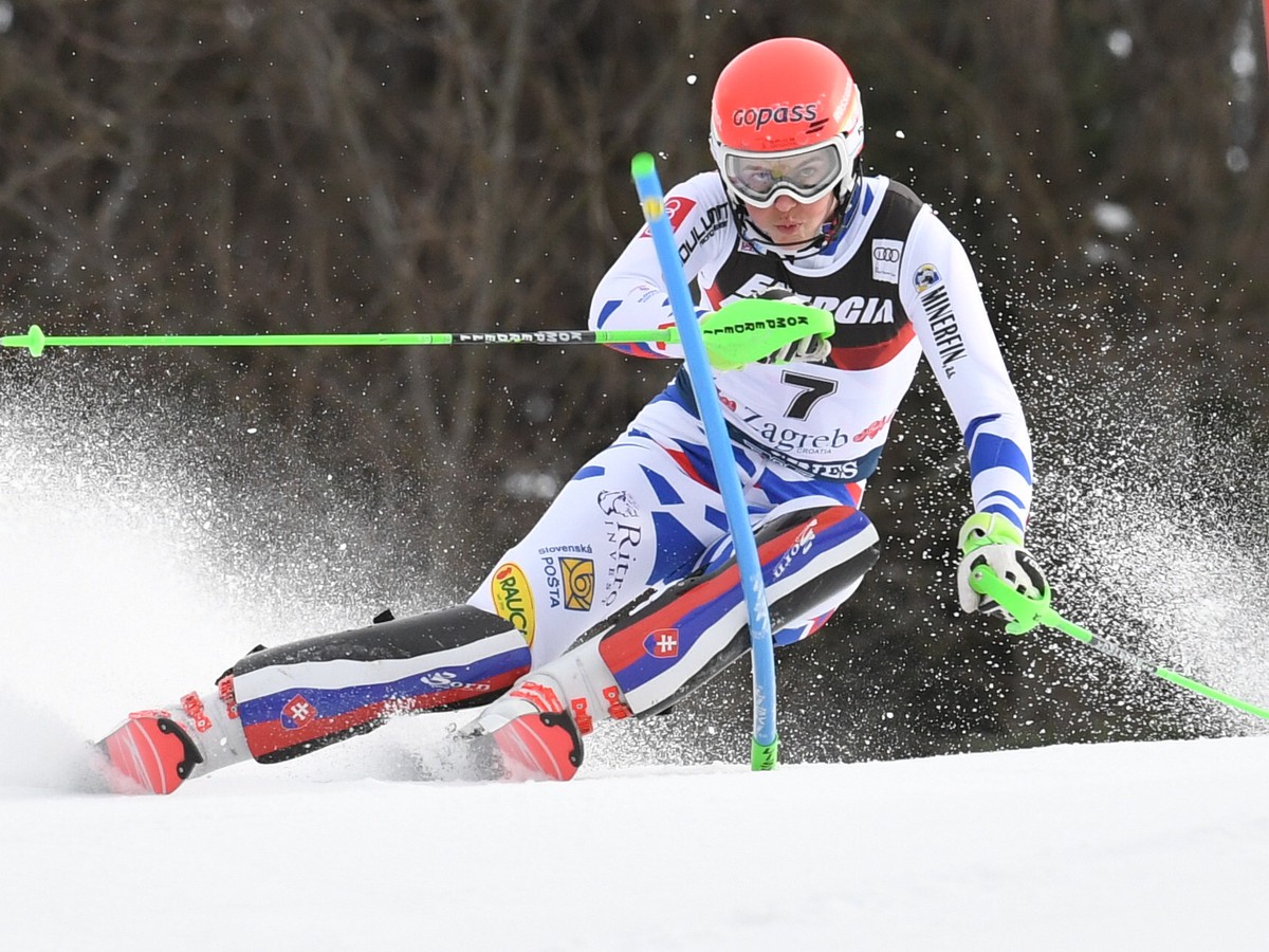 Petra Vlhová na trati 1. kola slalomu Svetového pohára žien v chorvátskom Záhrebe