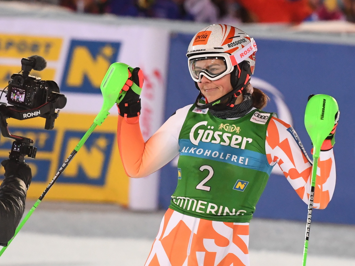 Na snímke slovenská lyžiarka Petra Vlhová v 2. kole nočného slalomu žien Svetového pohára v alpskom lyžovaní v rakúskom Semmeringu.