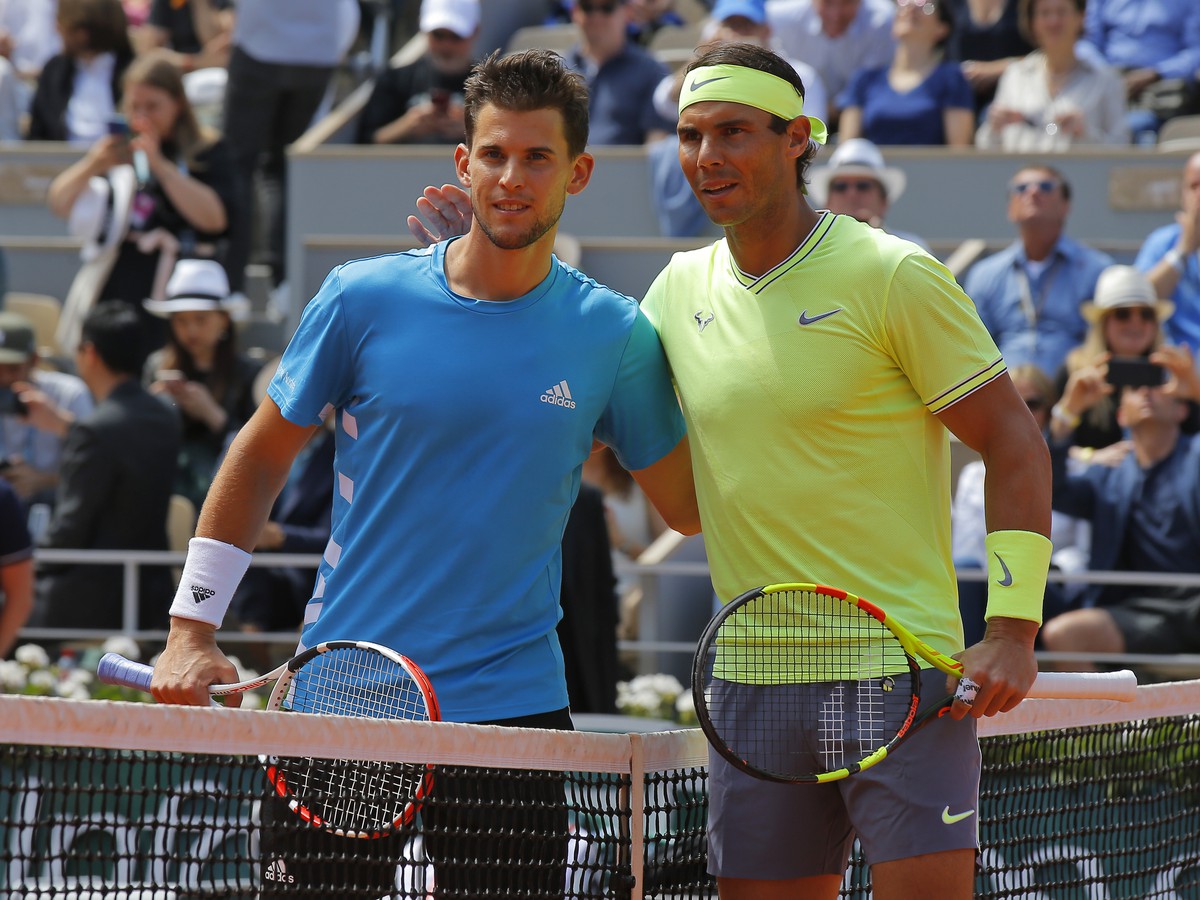 Rakúsky hráč Dominic Thiem a Španiel Rafael Nadal