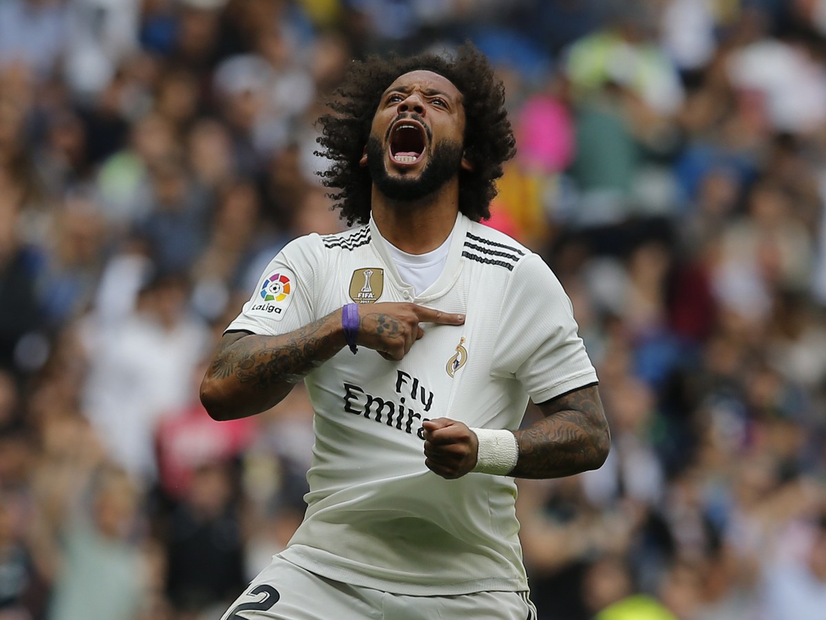 Futbalista Realu Madrid Marcelo sa teší po strelení gólu