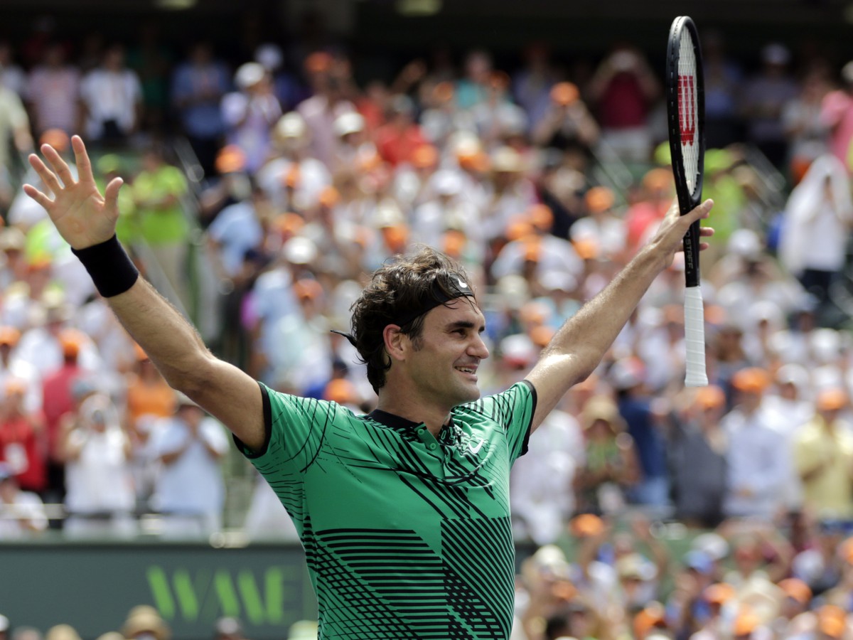 Roger Federer a jeho oslavné gesto
