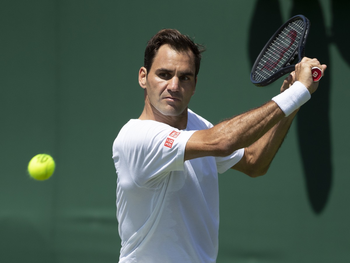 Roger Federer v príprave na Wimbledon