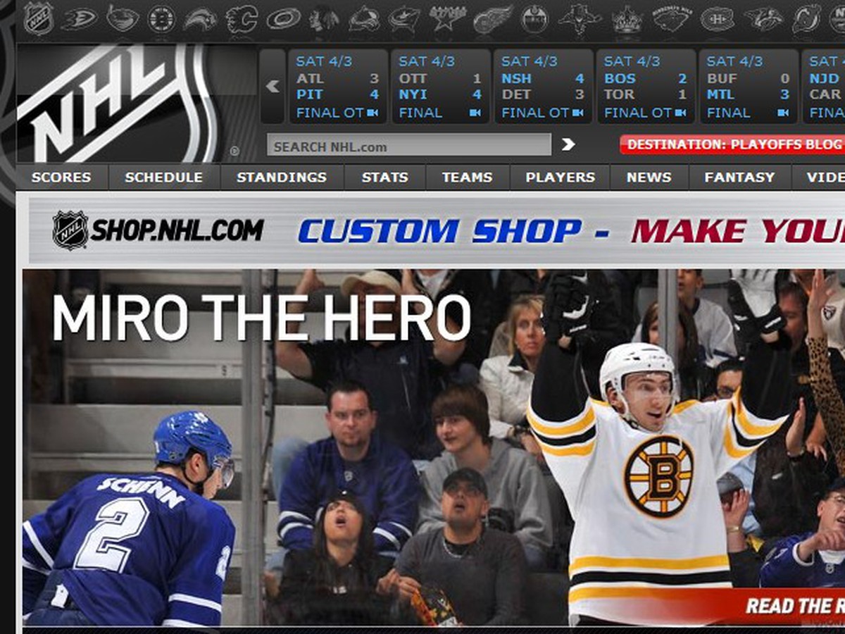 Takýto nadpis vítal návštevníkov stránky www.nhl.com