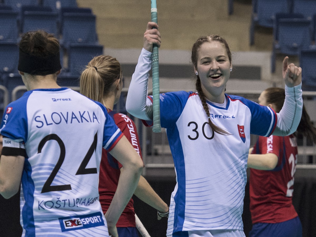 Paulína Hudáková (Slovensko) sa raduje po strelení piateho gólu
