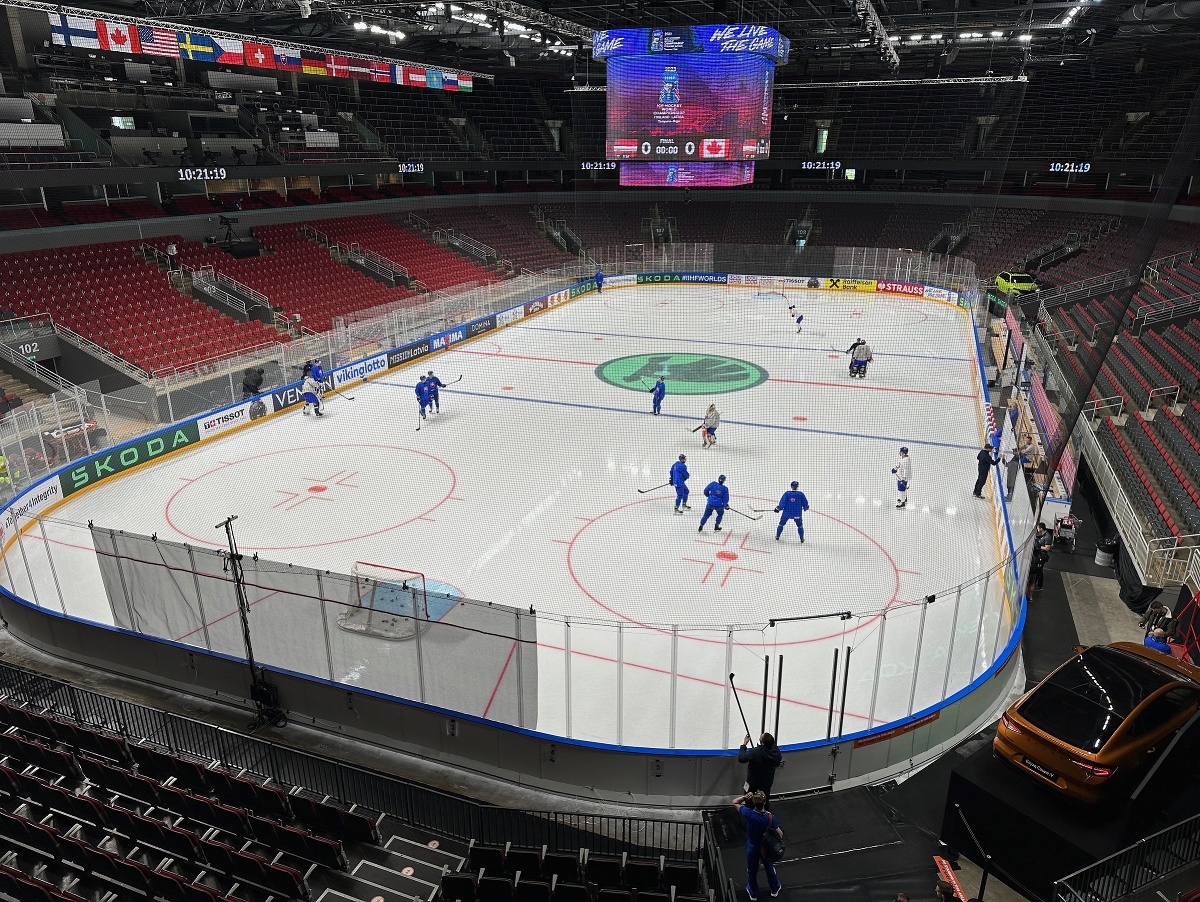 Tréning slovenských hokejistov pred zápasom s Lotyšskom