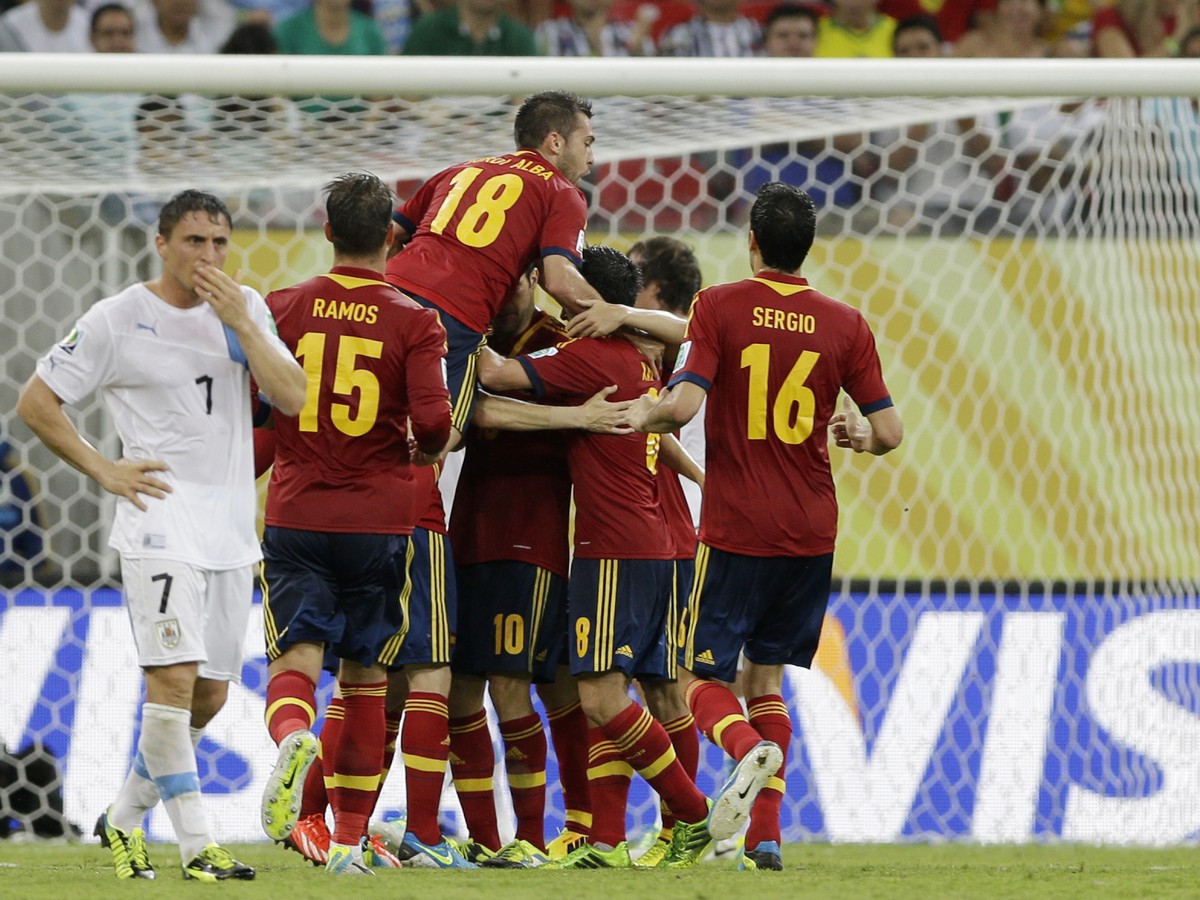 Španielska radosť z gólu do siete Uruguaja