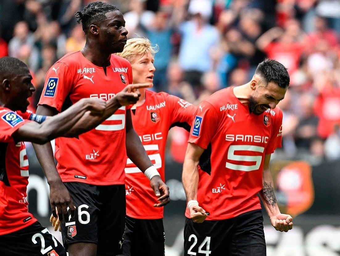Gaetan Laborde a gólové oslavy futbalistov Stade Rennes