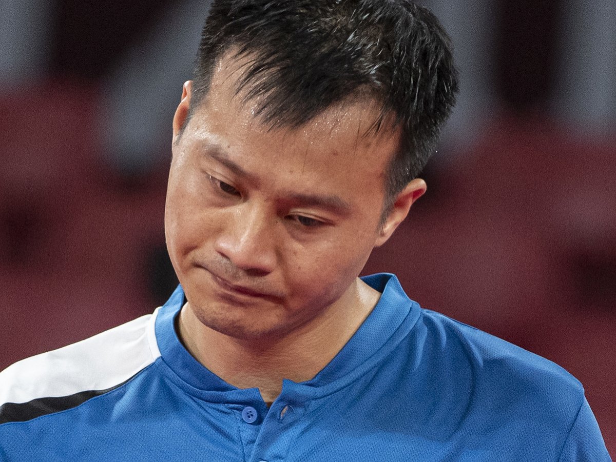 Na snímke slovenský stolný tenista Wang Jang v zápase 3. kola dvojhry podľahol za 33 minút domácemu Japoncovi Kokimu Niwovi 0:4 na sety v stolnom tenise počas XXXII. letných olympijských hier v Tokiu