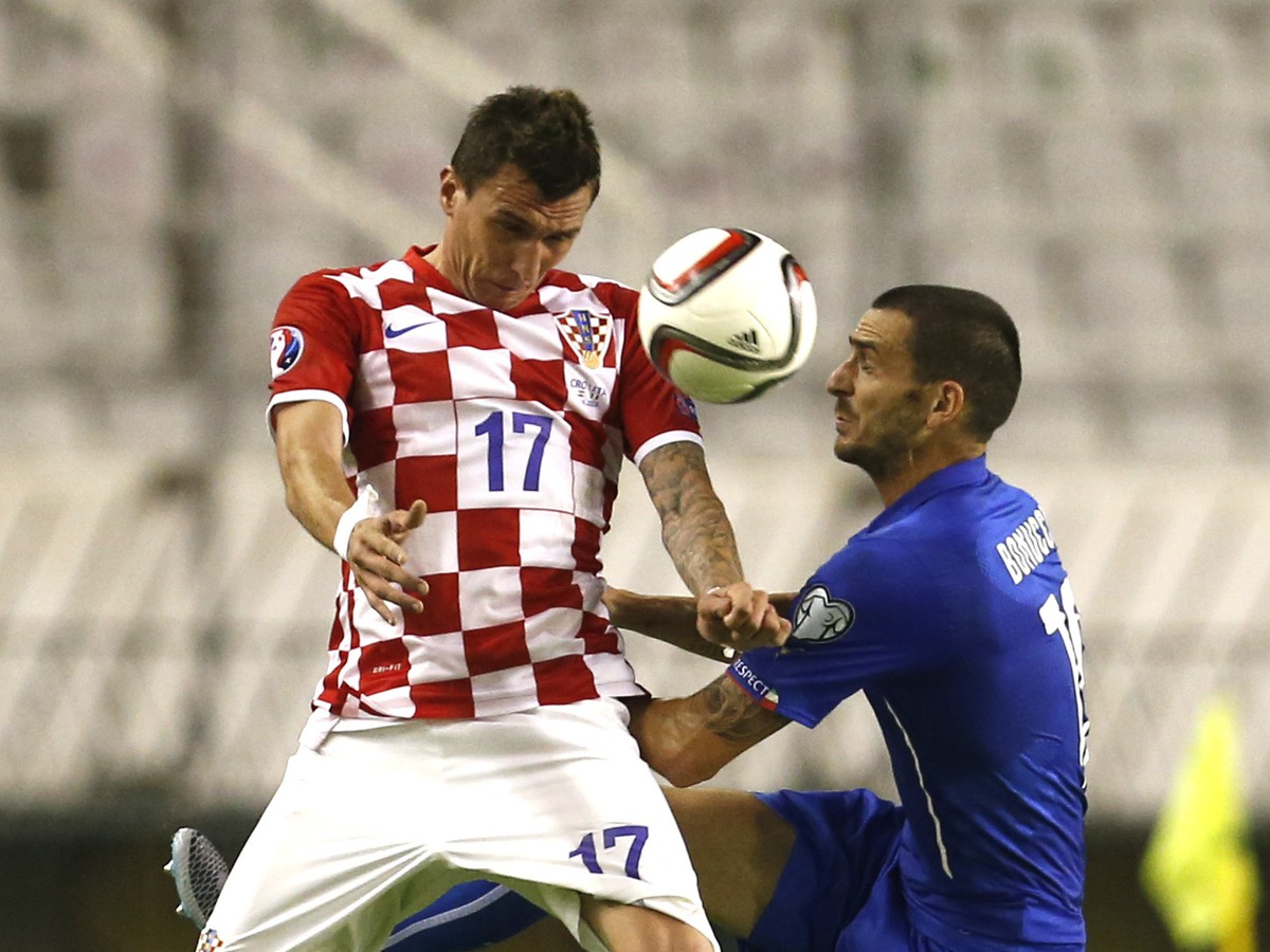 Mário Mandžukič (vľavo) v reprezentačnom drese Chorvátska