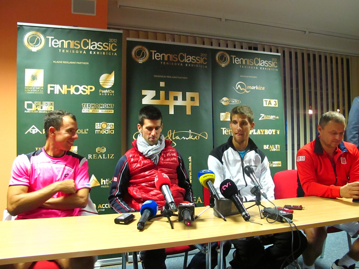 Hrbatý, Djokovič, Kližan a Vajda na záverečnej tlačovke Tennis Classic 2012