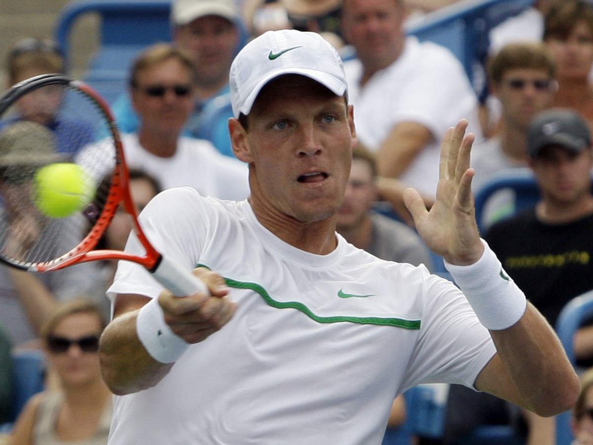 Tomáš Berdych na turnaji v Cincinnati v semifinálovom súboji s Novakom Djokovičom (20.8.)