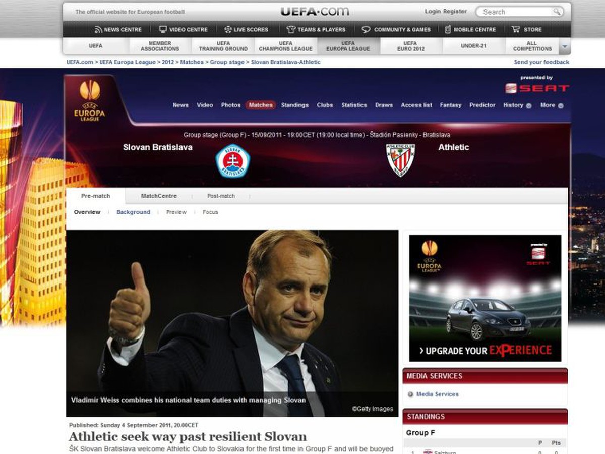 Stránka www.uefa.com informuje o mieste duelu