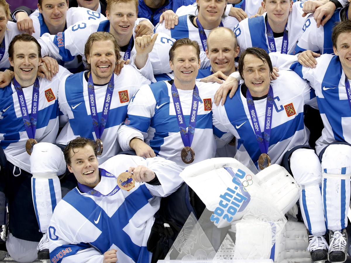 Fínski hokejisti s bronzovými medailami