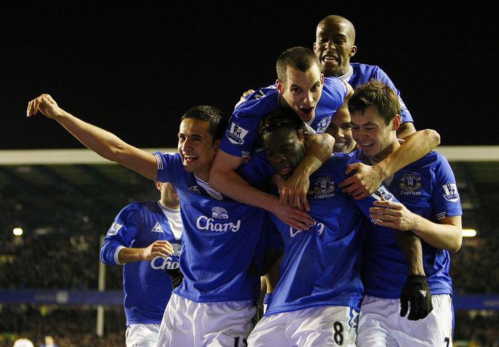 Hráči Evertonu po víťaznom