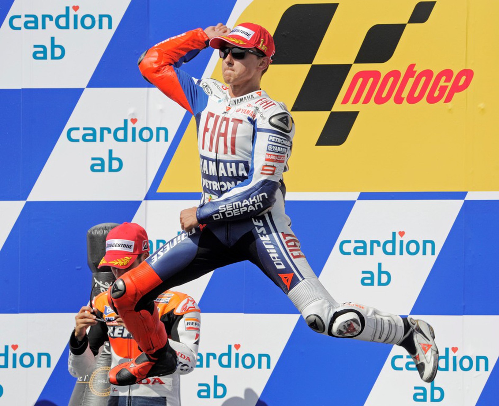 Jorge Lorenzo oslavuje triumf