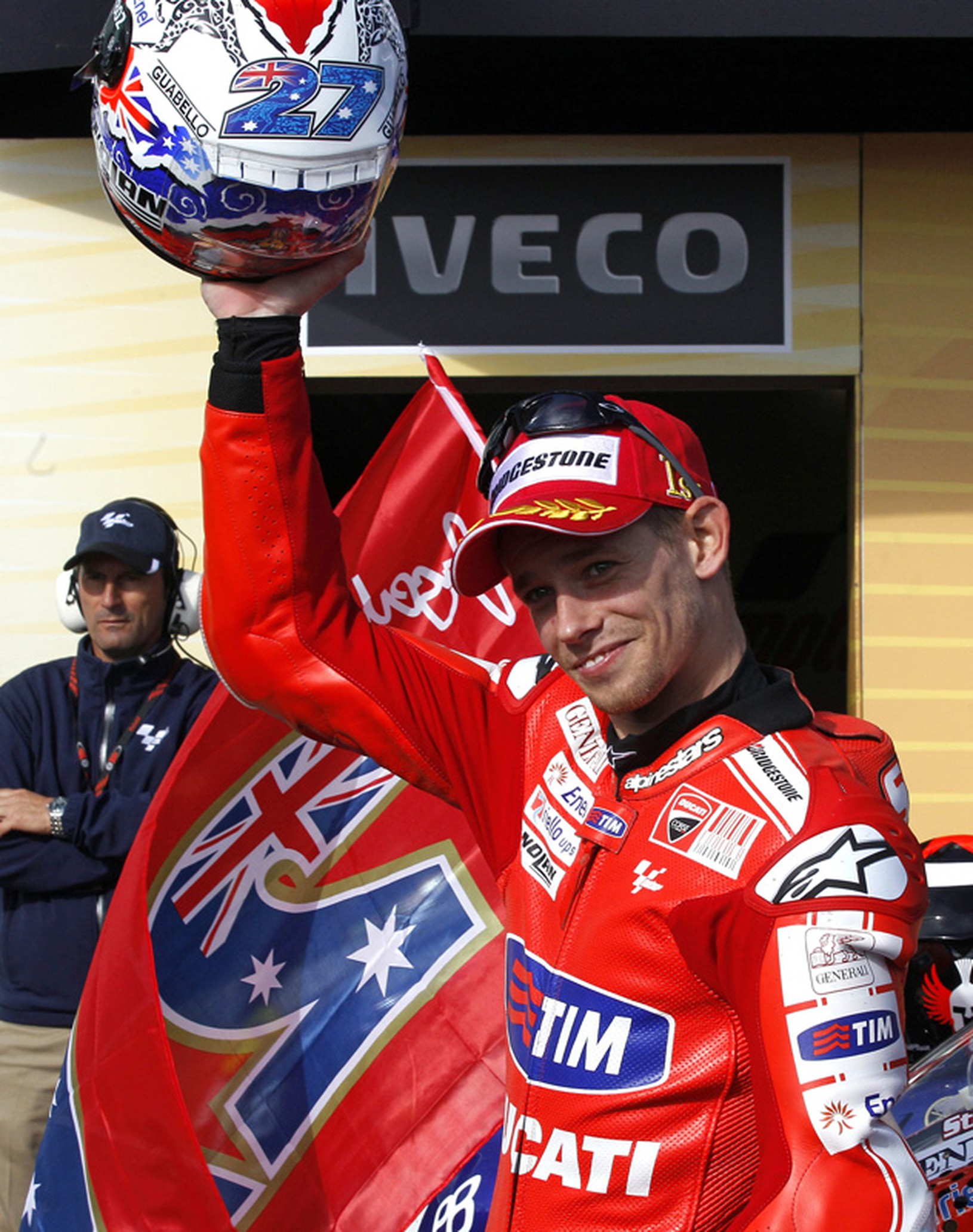 Casey Stoner oslavuje výhru