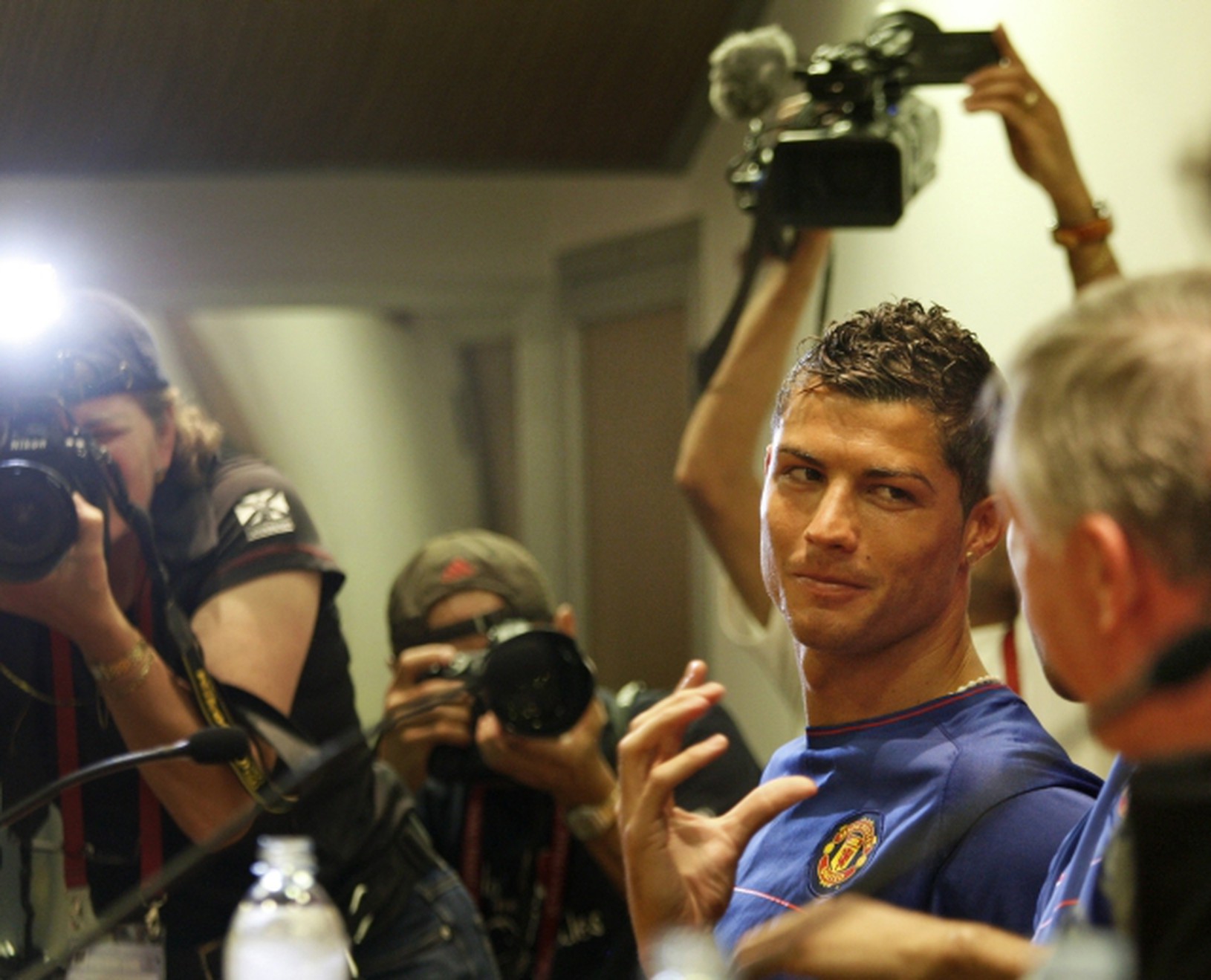 Cristiano Ronaldo looks at