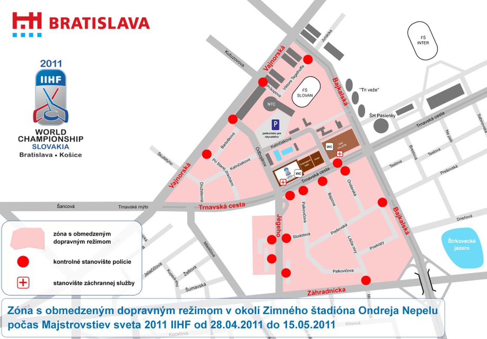 Mapa dopravy počas MS