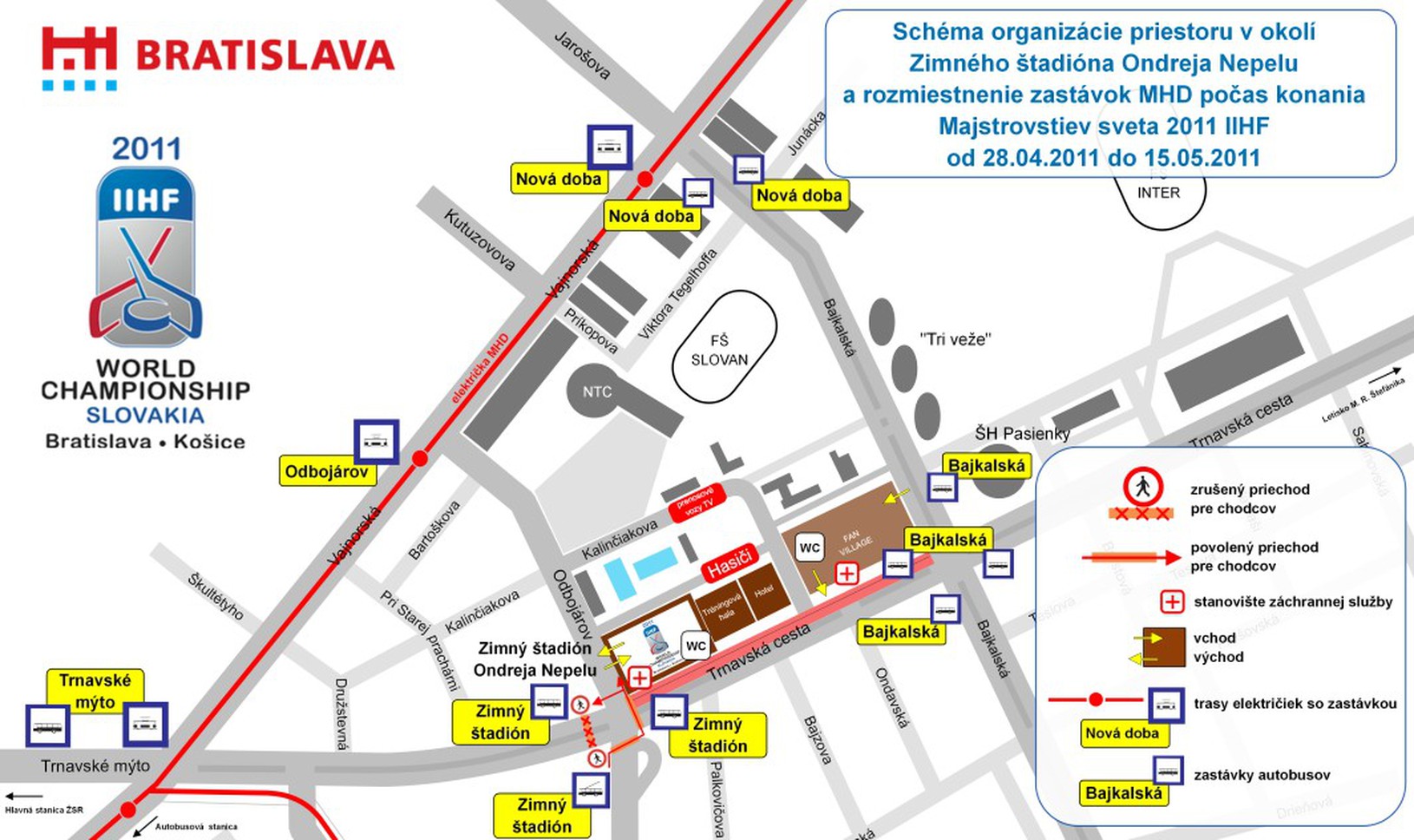 Mapa dopravy počas MS