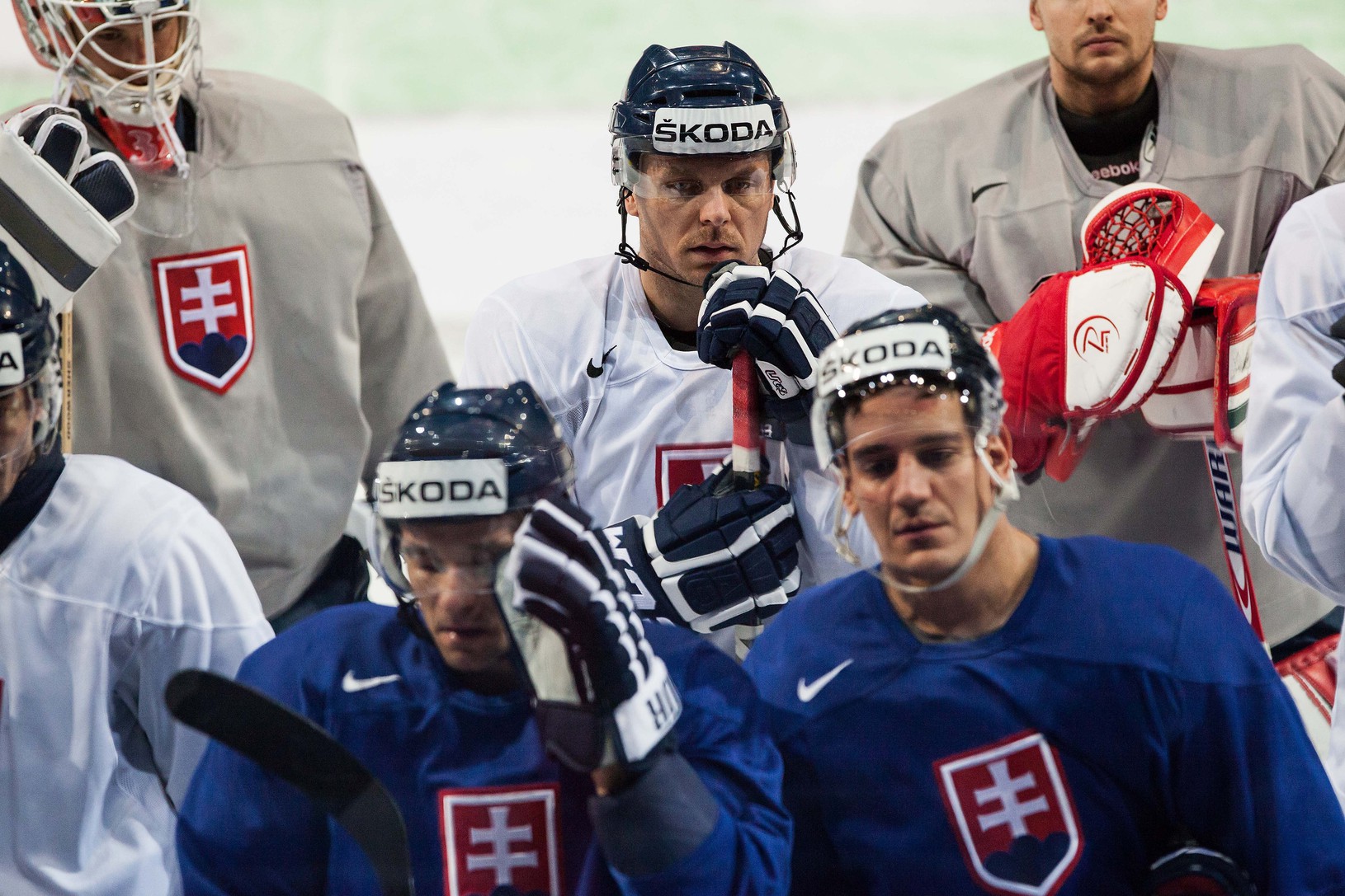 Slovenskí hokejisti na tréningu