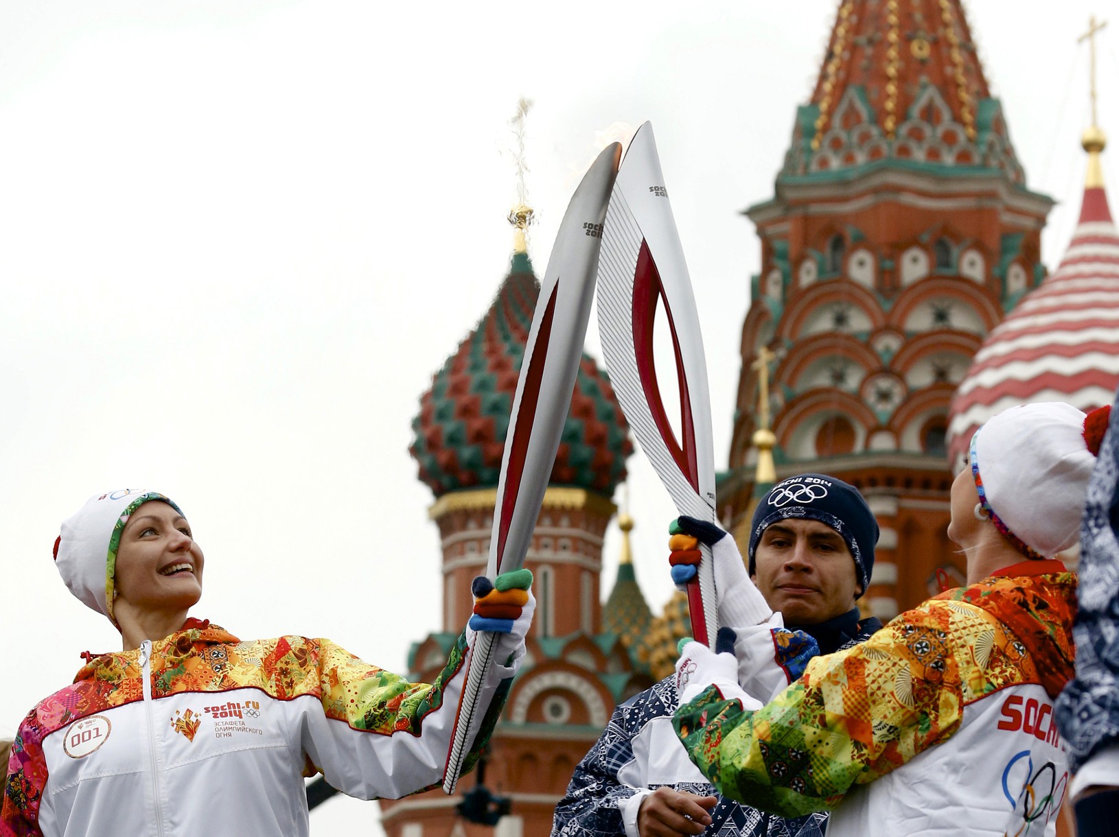 Olympijská pochodeň na moskovskom