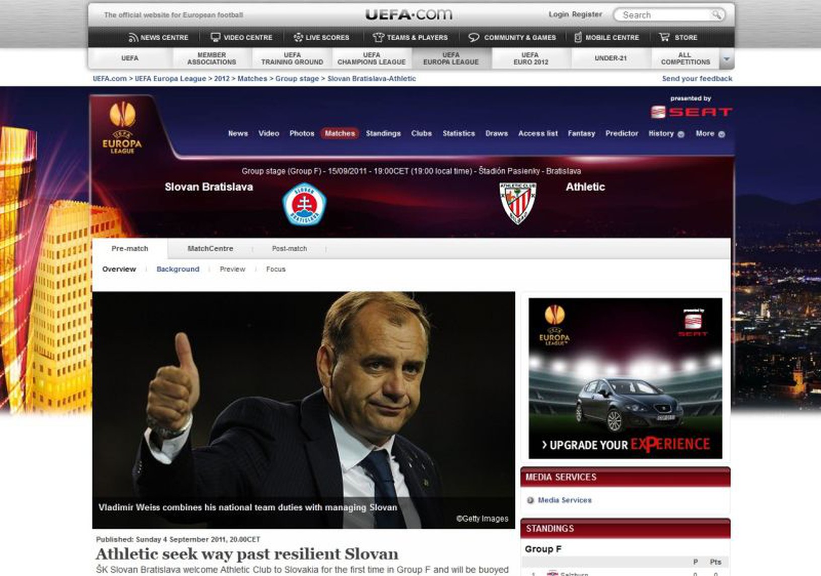 Stránka www.uefa.com informuje o