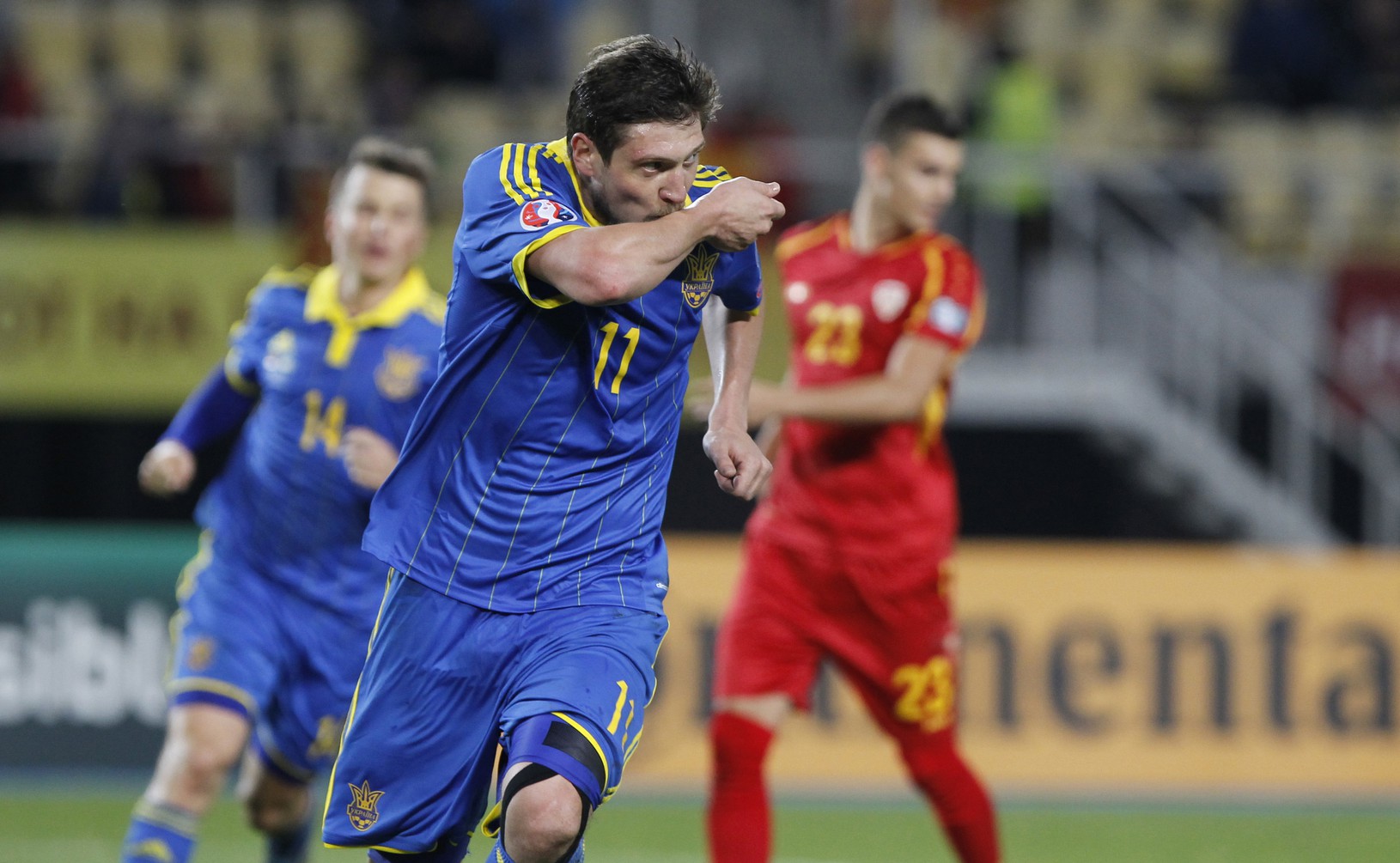 Yevhen Seleznyov oslavuje gól