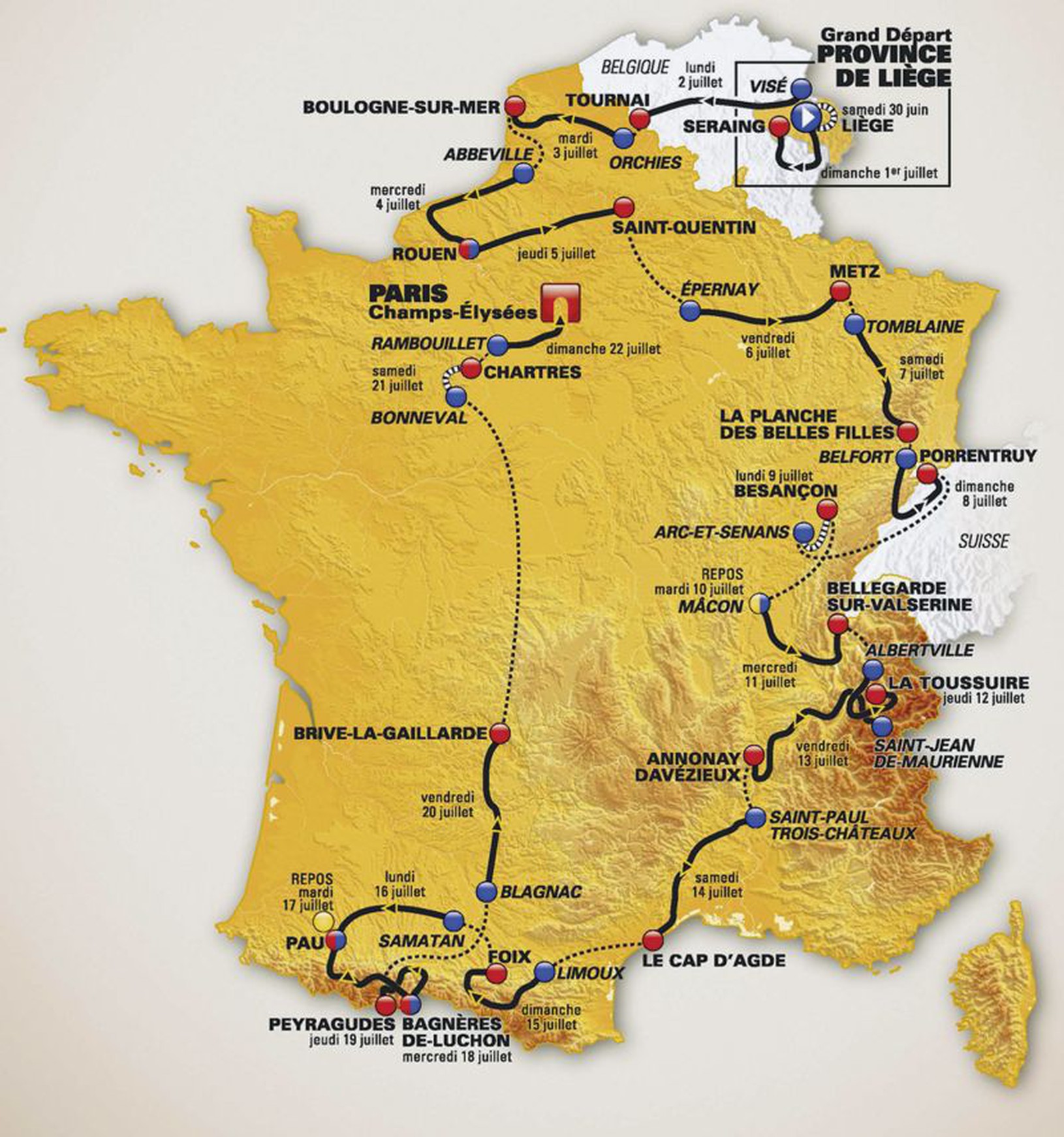 Mapka Tour de France