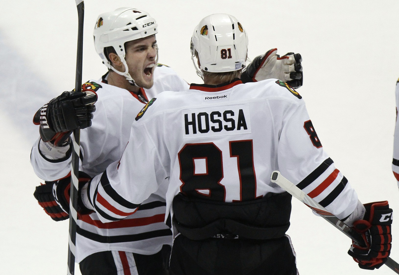 Marian Hossa oslavuje gól