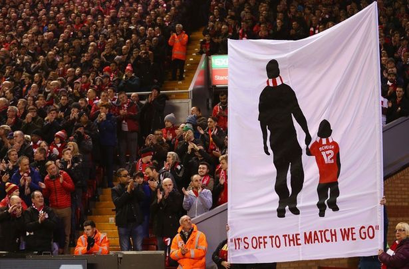 Symbolický nápis fanúšikov Liverpoolu