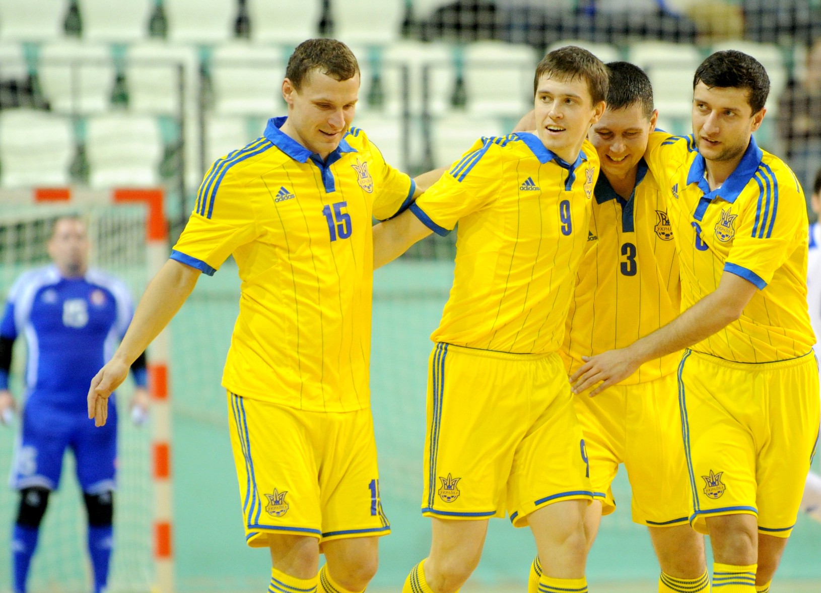 Gólové oslavy ukrajinských futsalistov