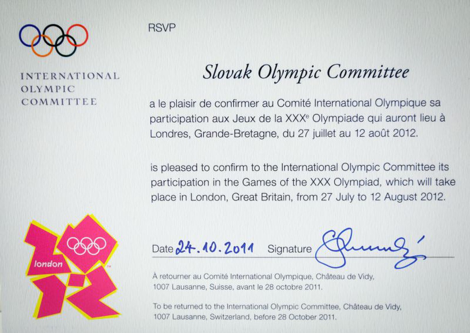 Prihláška Slovenska na olympiádu