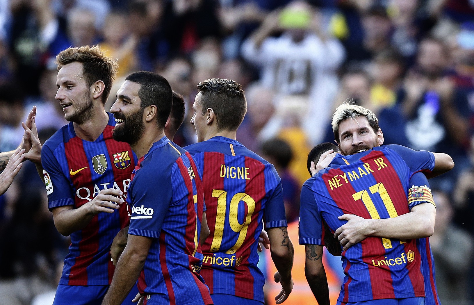 Radosť hráčov FC Barcelona