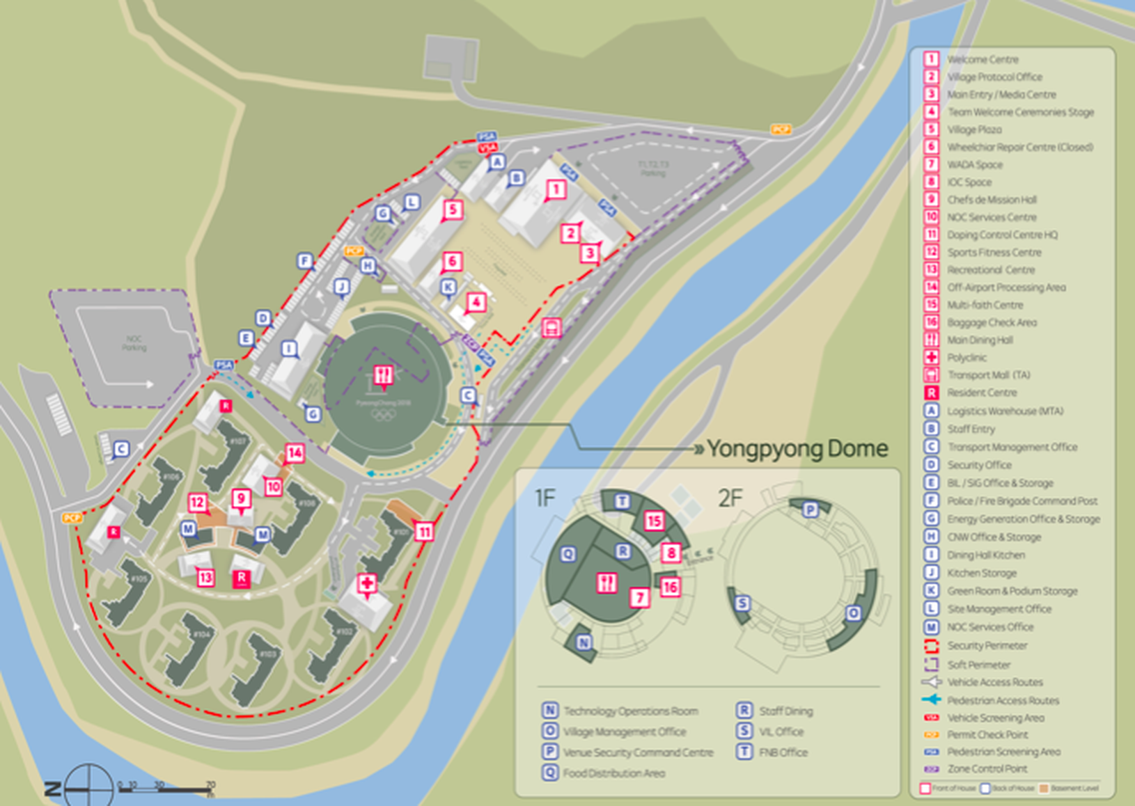 Mapa olympijskej dediny v
