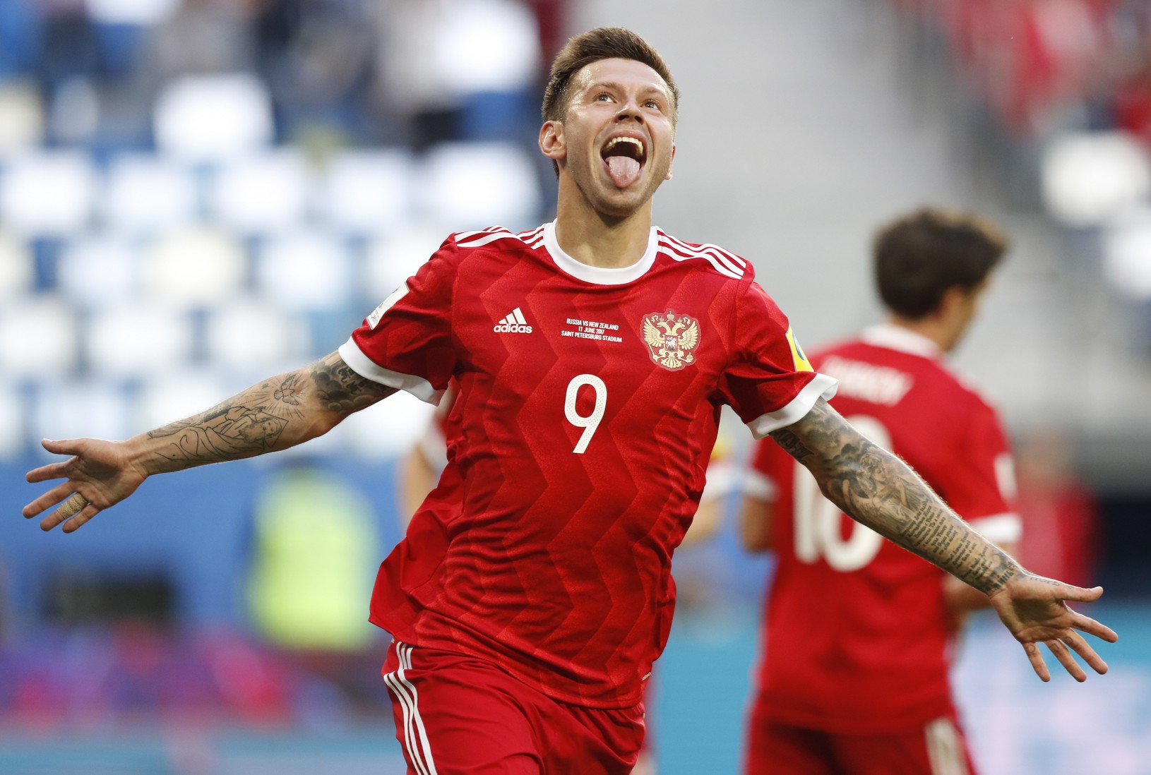 Fedor Smolov oslavuje gól