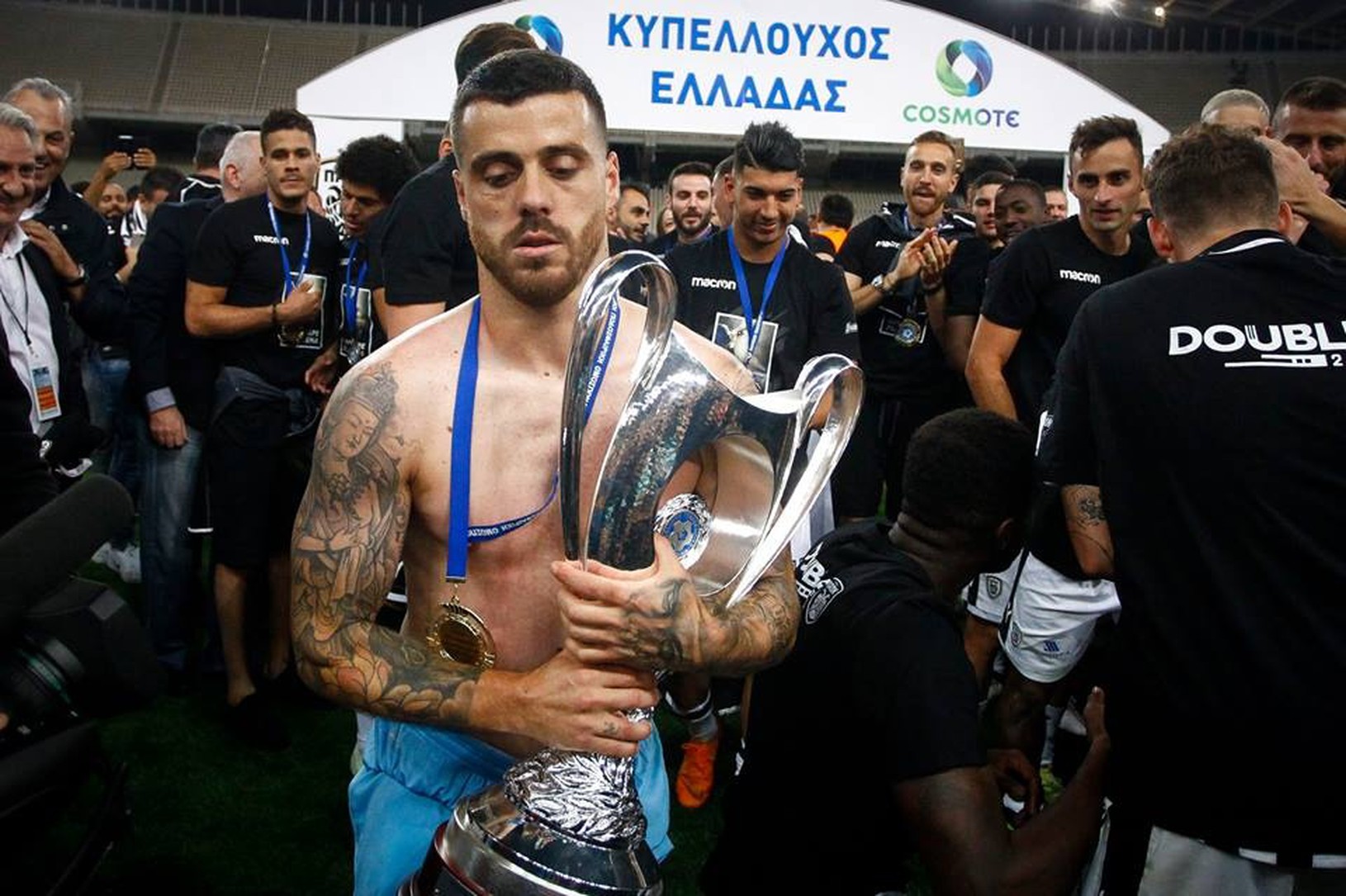 Víťazný oslavy futbalistov PAOK