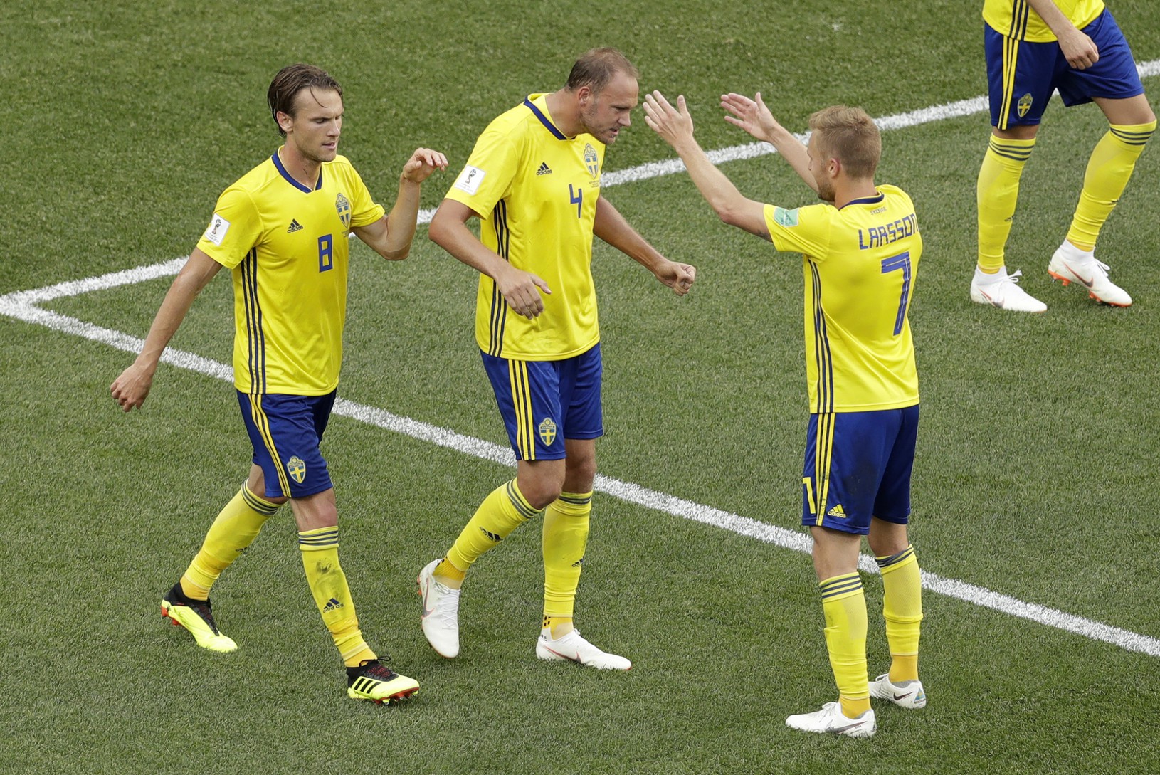 Radosť švédskych futbalistov po