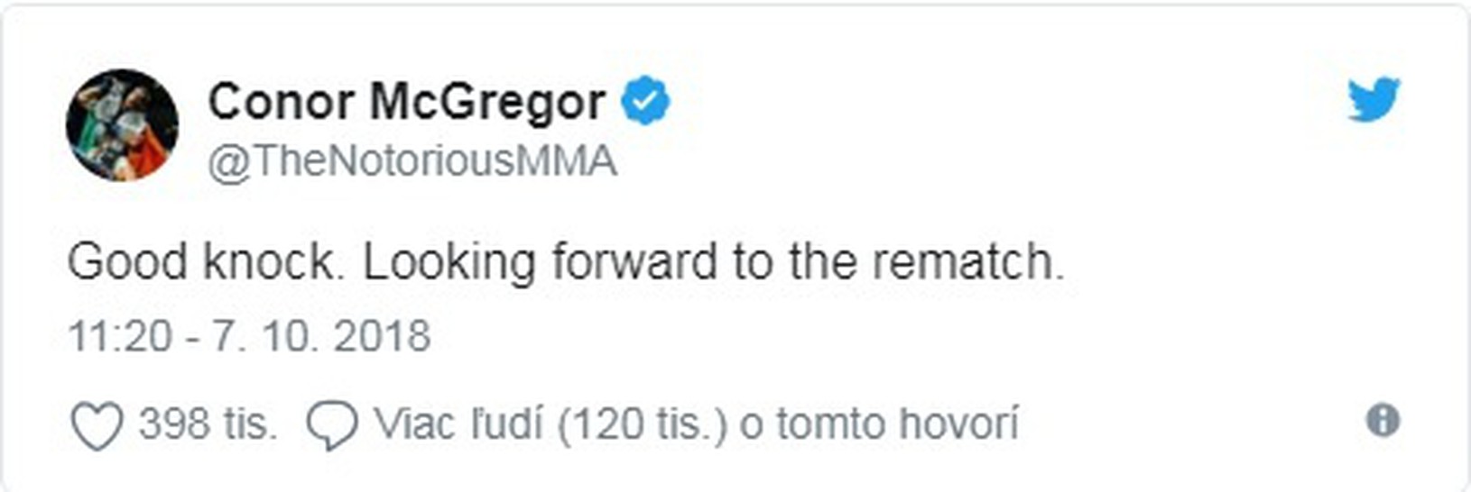 Conor McGregor sa vyjadril