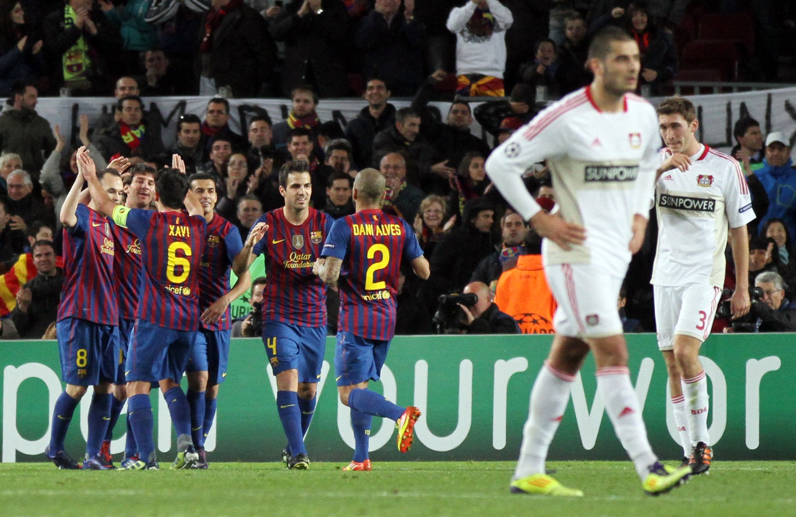 Radosť hráčov Barcelony po