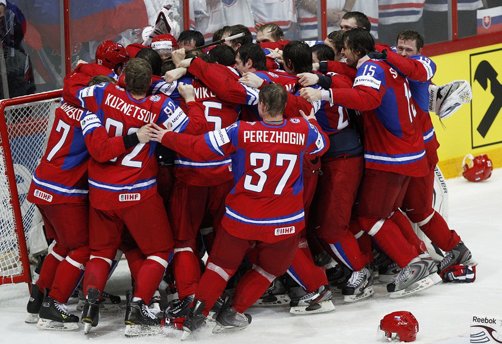 Radosť ruských hokejistov po
