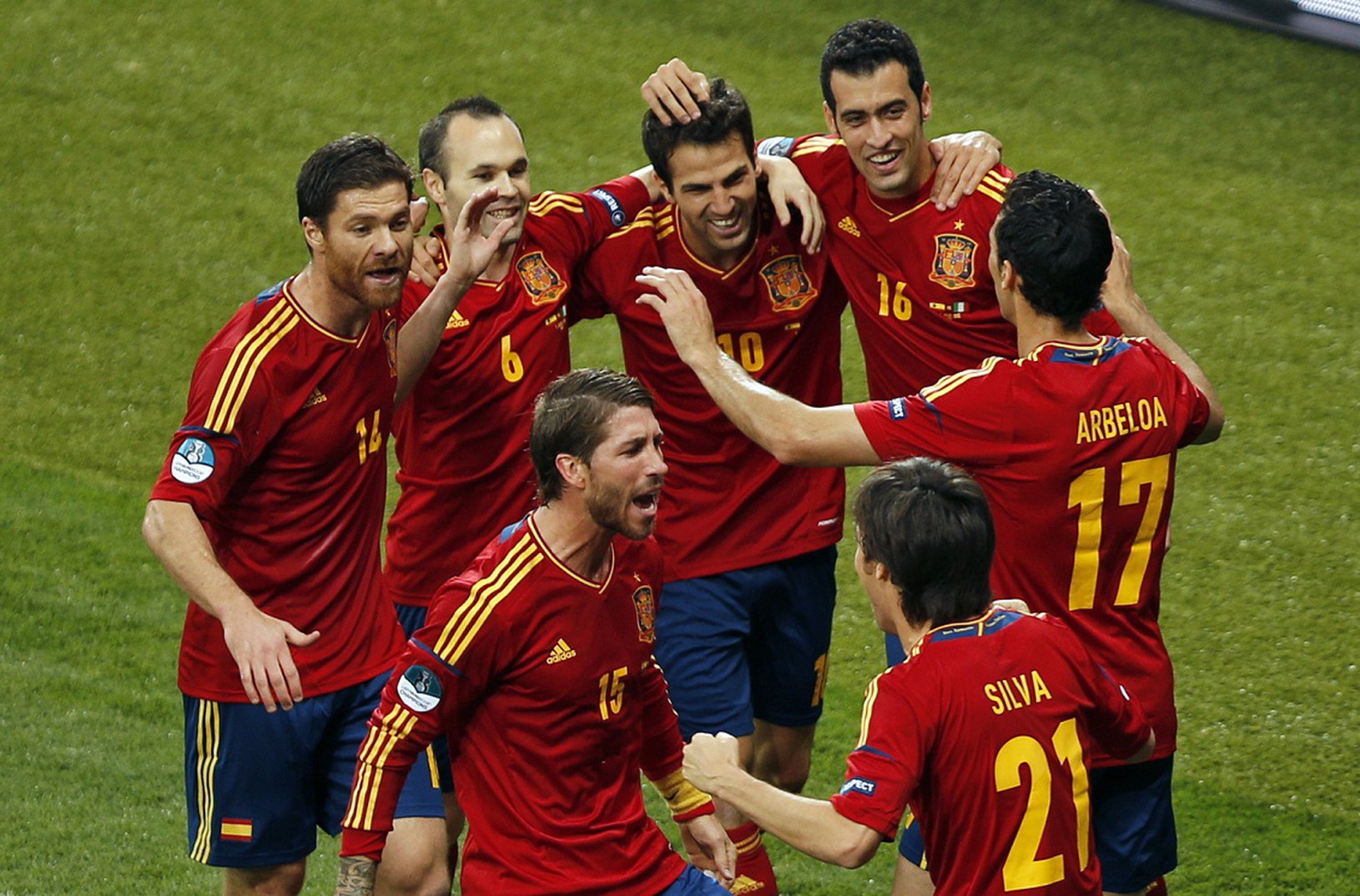 Radosť Španielov po góle