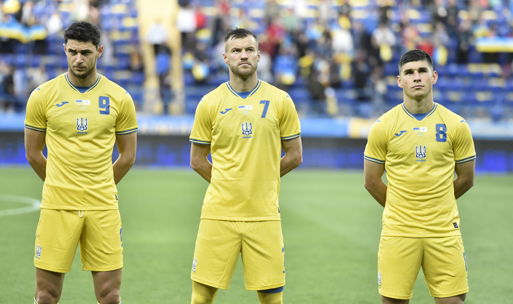 Na snímke ukrajinskí futbaloví