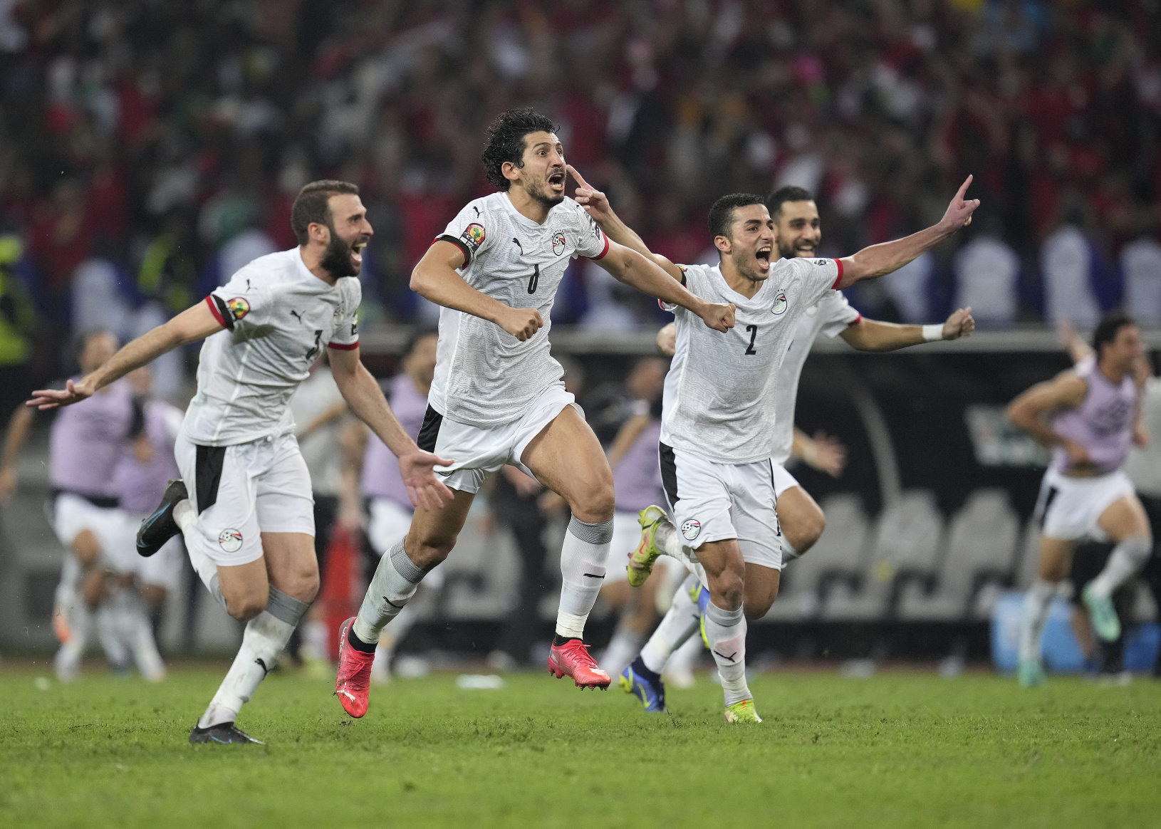 Víťazné oslavy futbalistov Egyptu