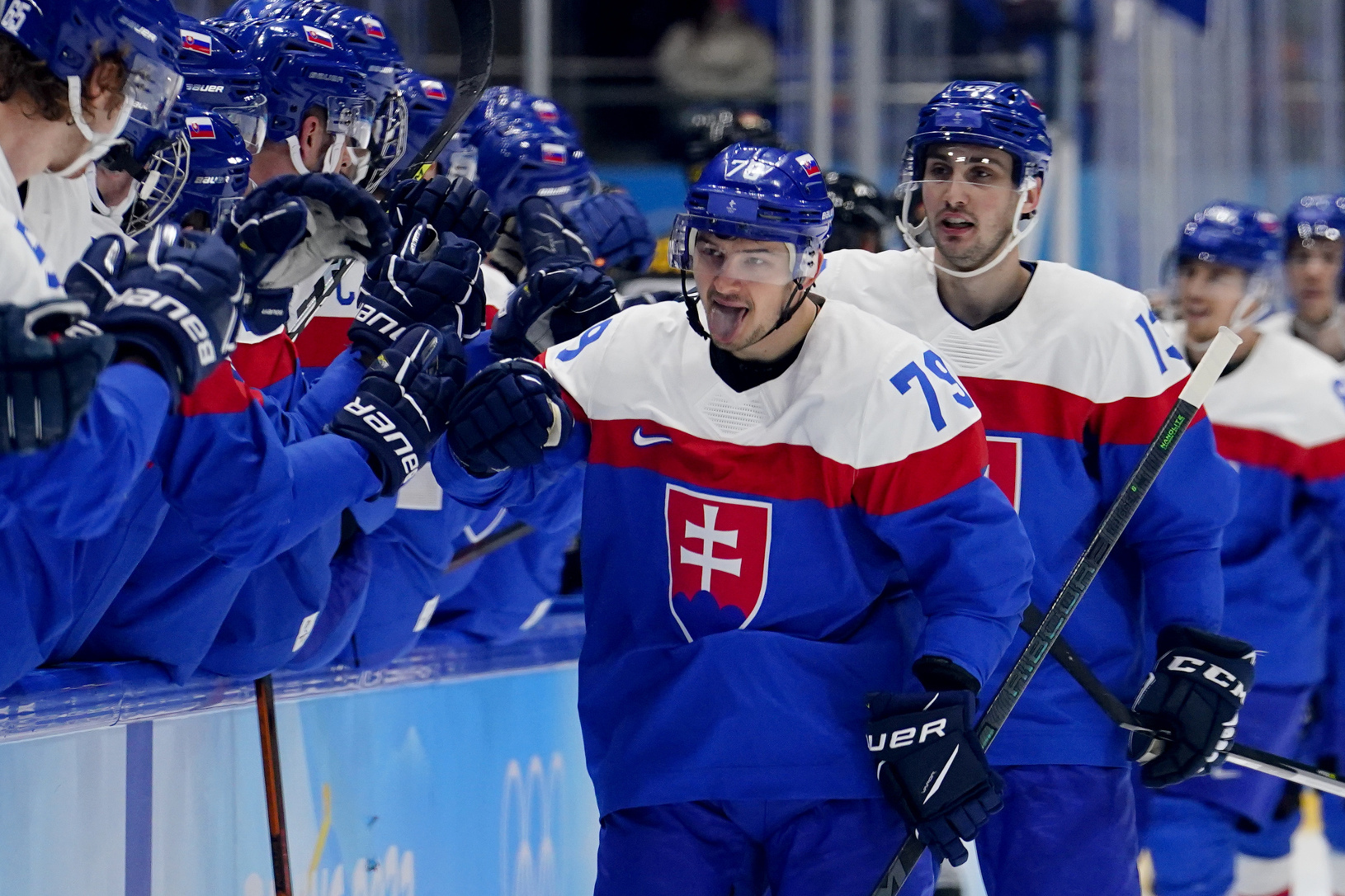 Slovenskí hokejisti sa tešia