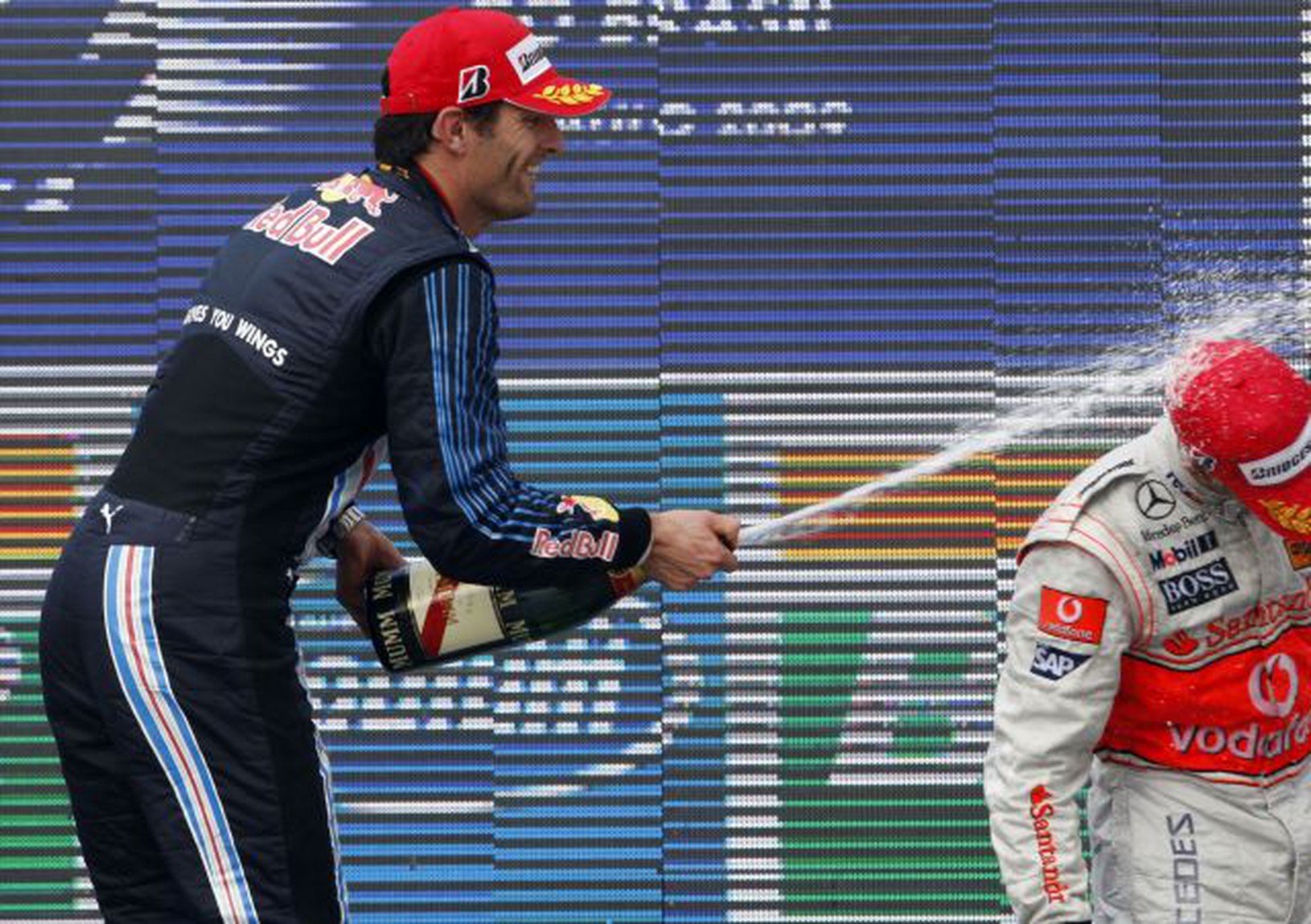 Webber oslavuje svoje víťazstvo