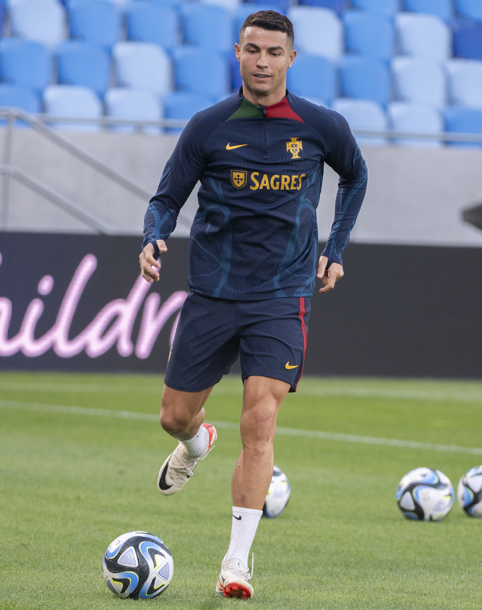Cristiano Ronaldo počas tréningu