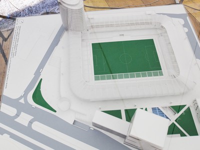 Maketa nového futbalového štadióna na Tehelnom poli