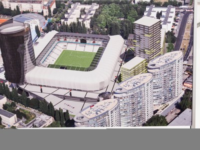 Vizualizácia nového futbalového štadióna na Tehelnom poli