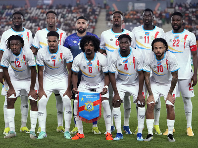 Reprezentácia DR Kongo pred zápasom
