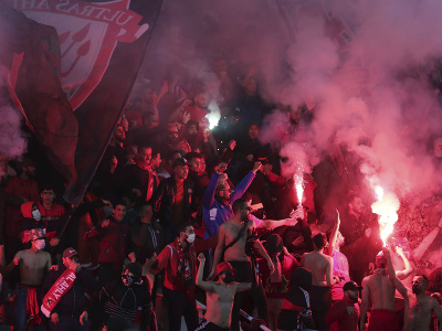 Fanúšikovia egyptského klubu Al Ahly oslavujú gól
